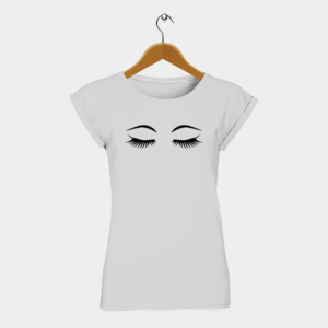 Eye lashes t-shirt dames wit