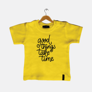 Good things T-shirt geel met zwart